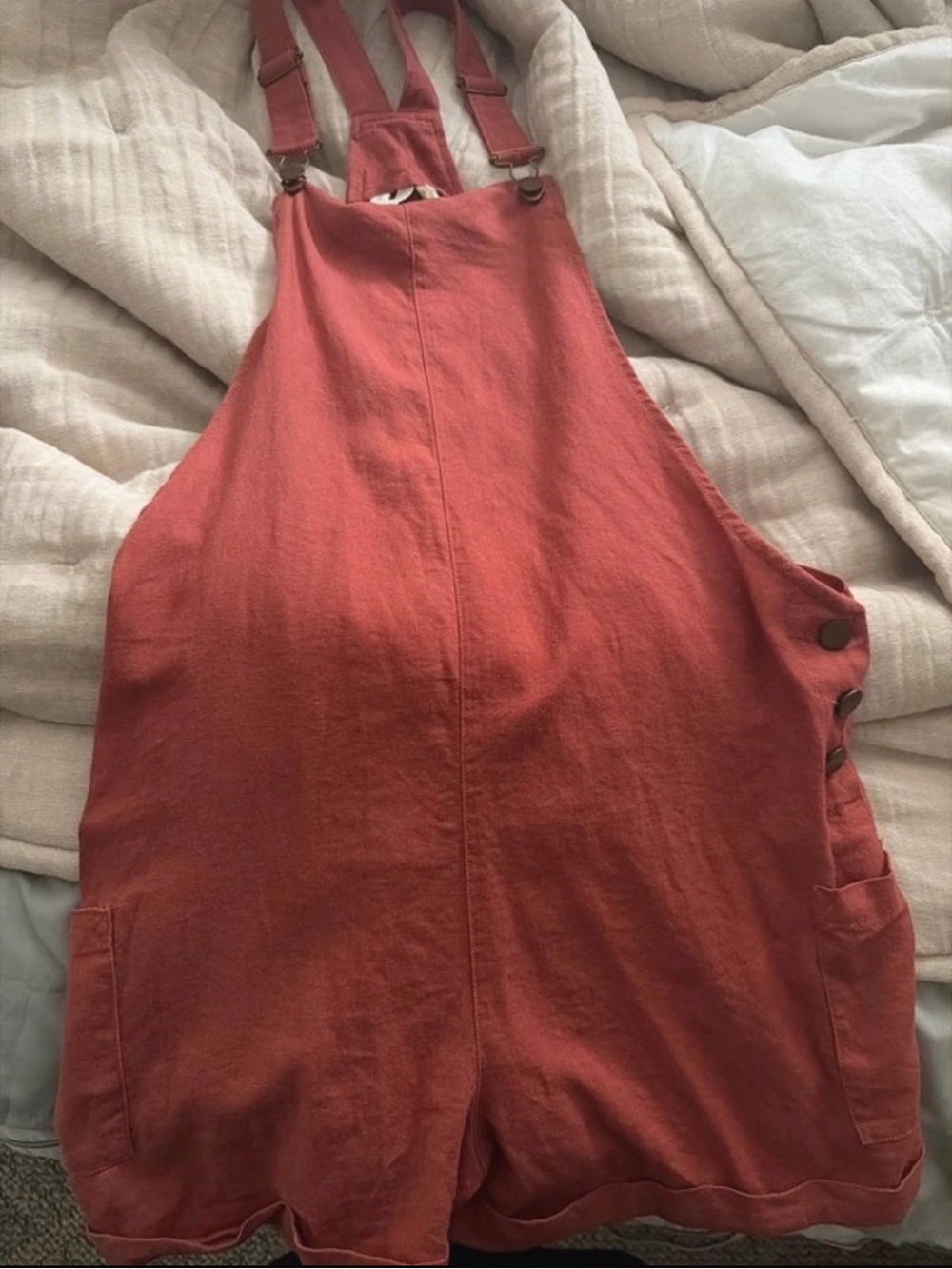 Roxy Rust Orange Adjustable-Strap Overalls